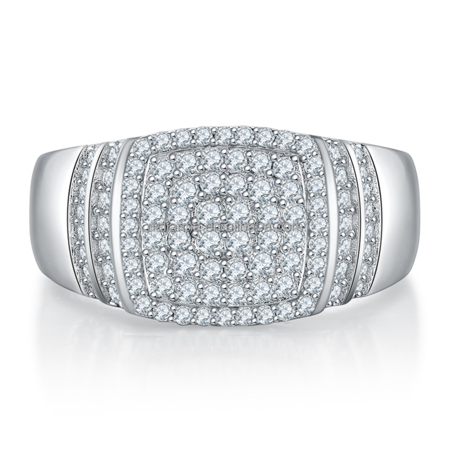 VVS1 Moissanite Fully Iced Two Rows Ring