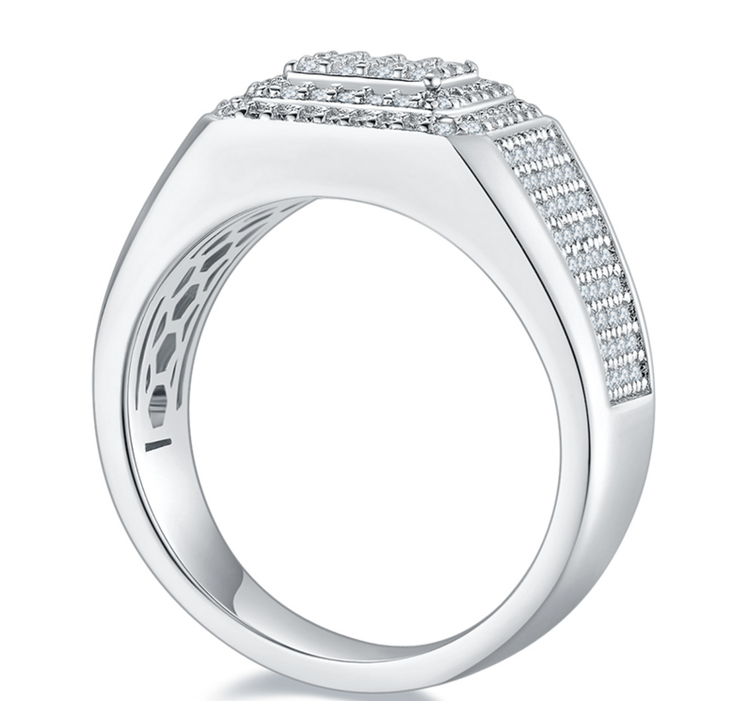 VVS1 Moissanite Fully Iced Square Style Ring