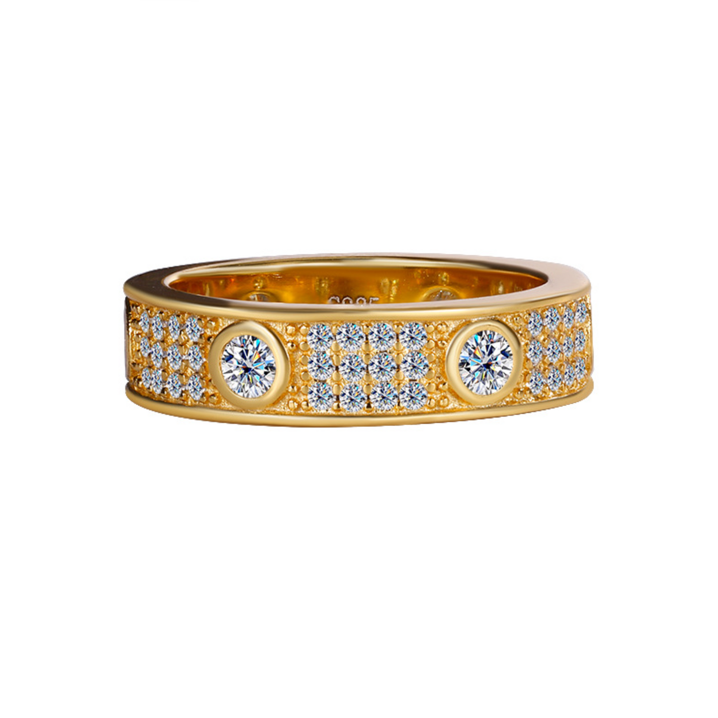 VVS1 Moissanite Fully Iced Three Rows Eternity Ring