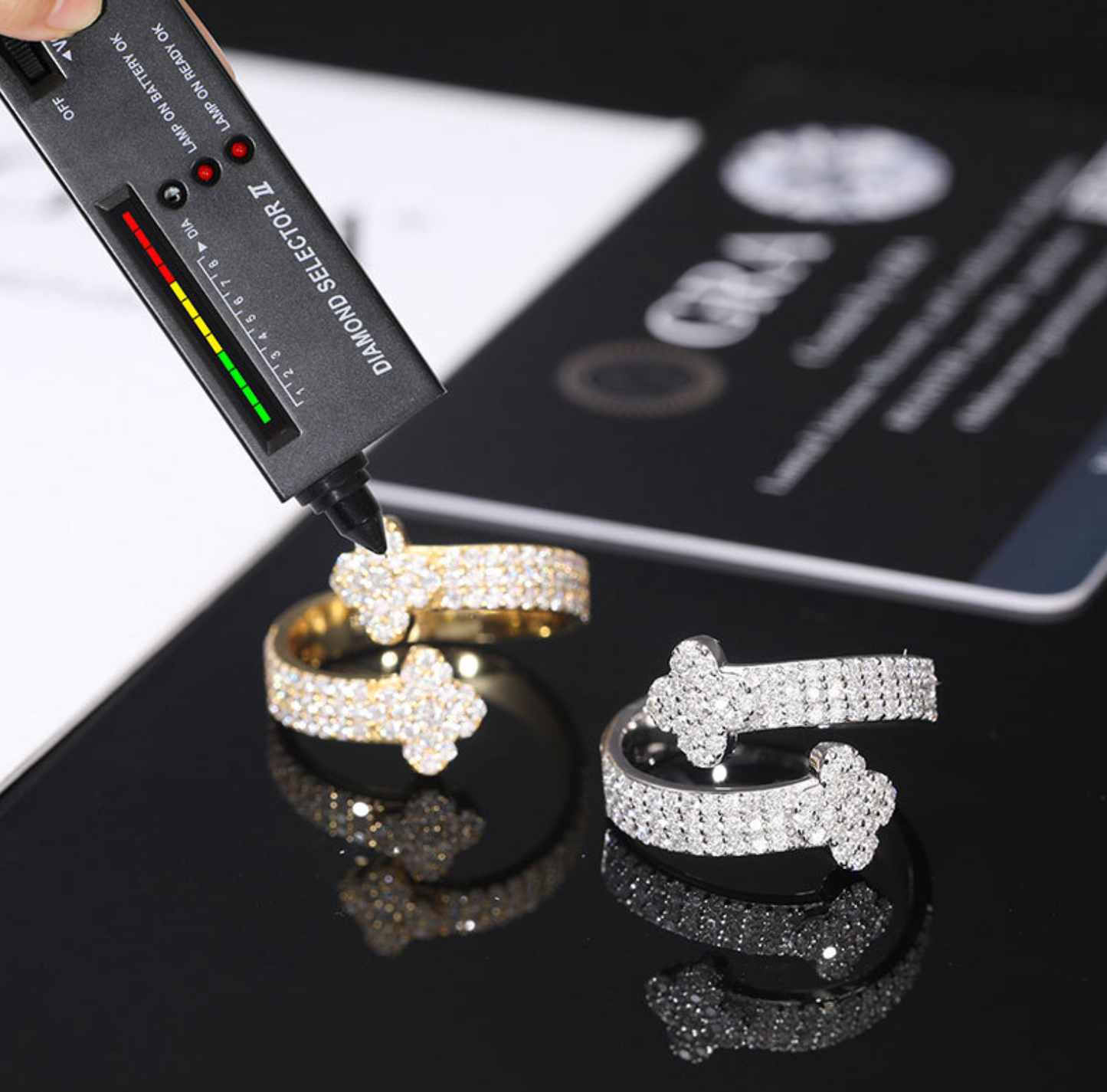 VVS1 Moissanite Super Flash Alloy Resizable Ring
