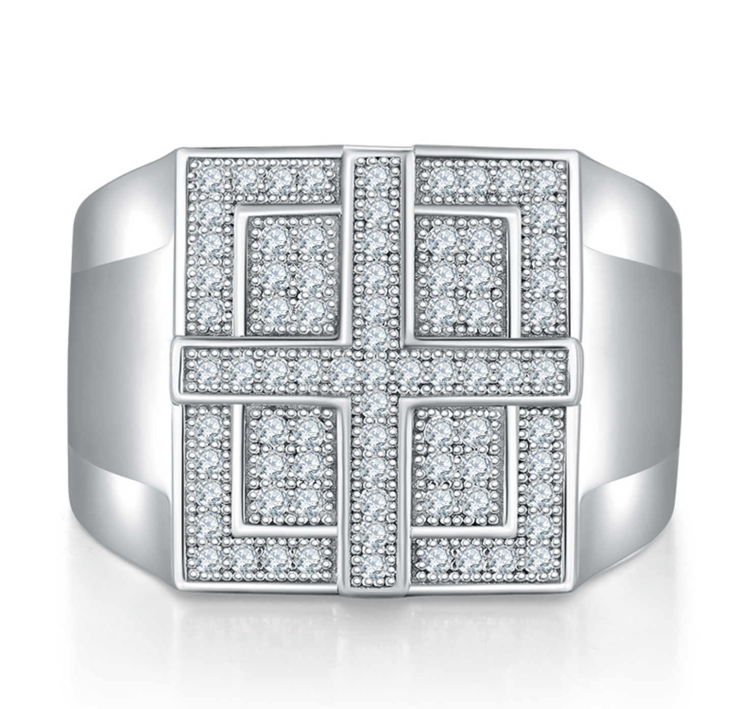 VVS1 Moissanite Cross Rectangle Ring