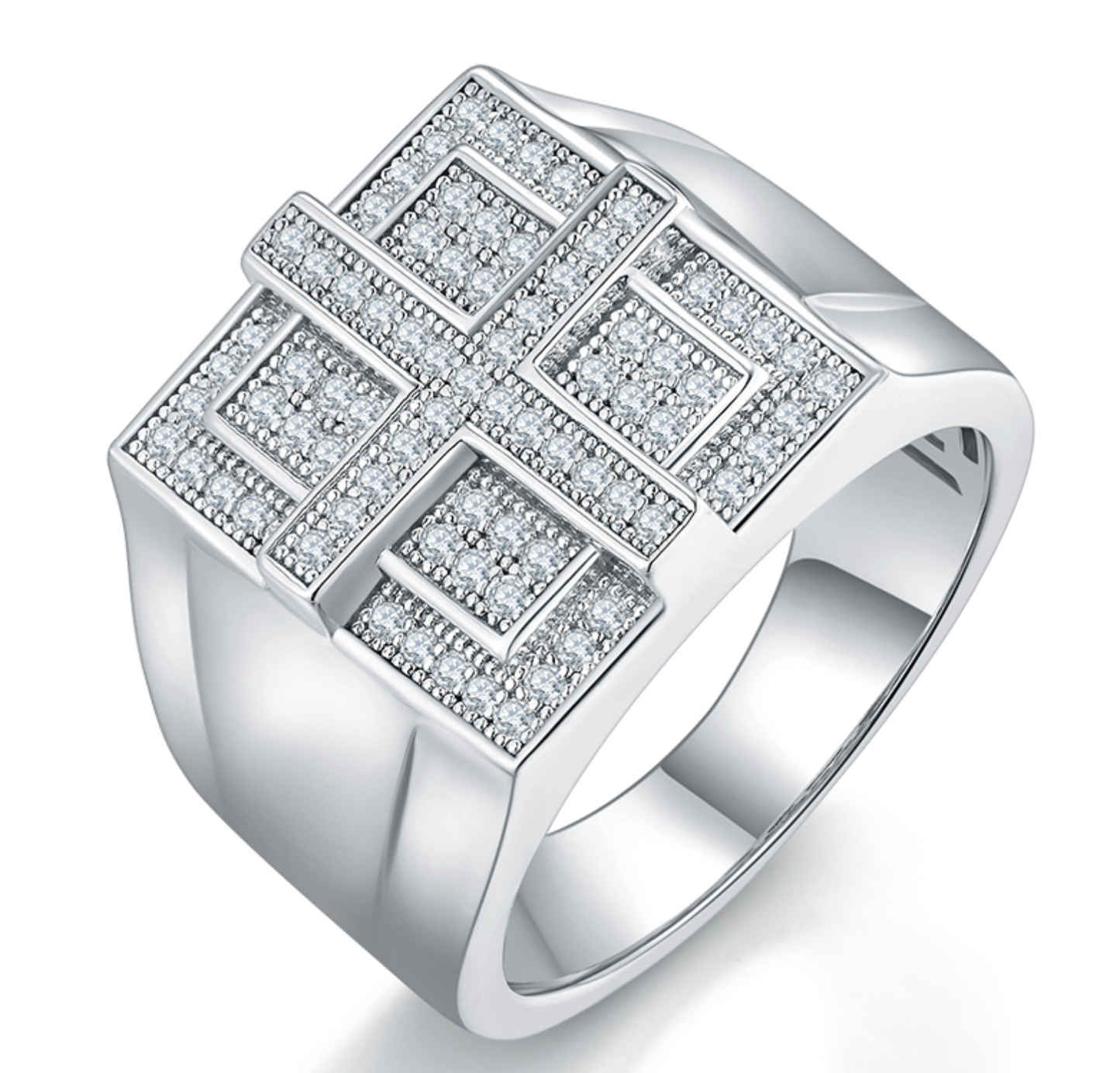 VVS1 Moissanite Cross Rectangle Ring
