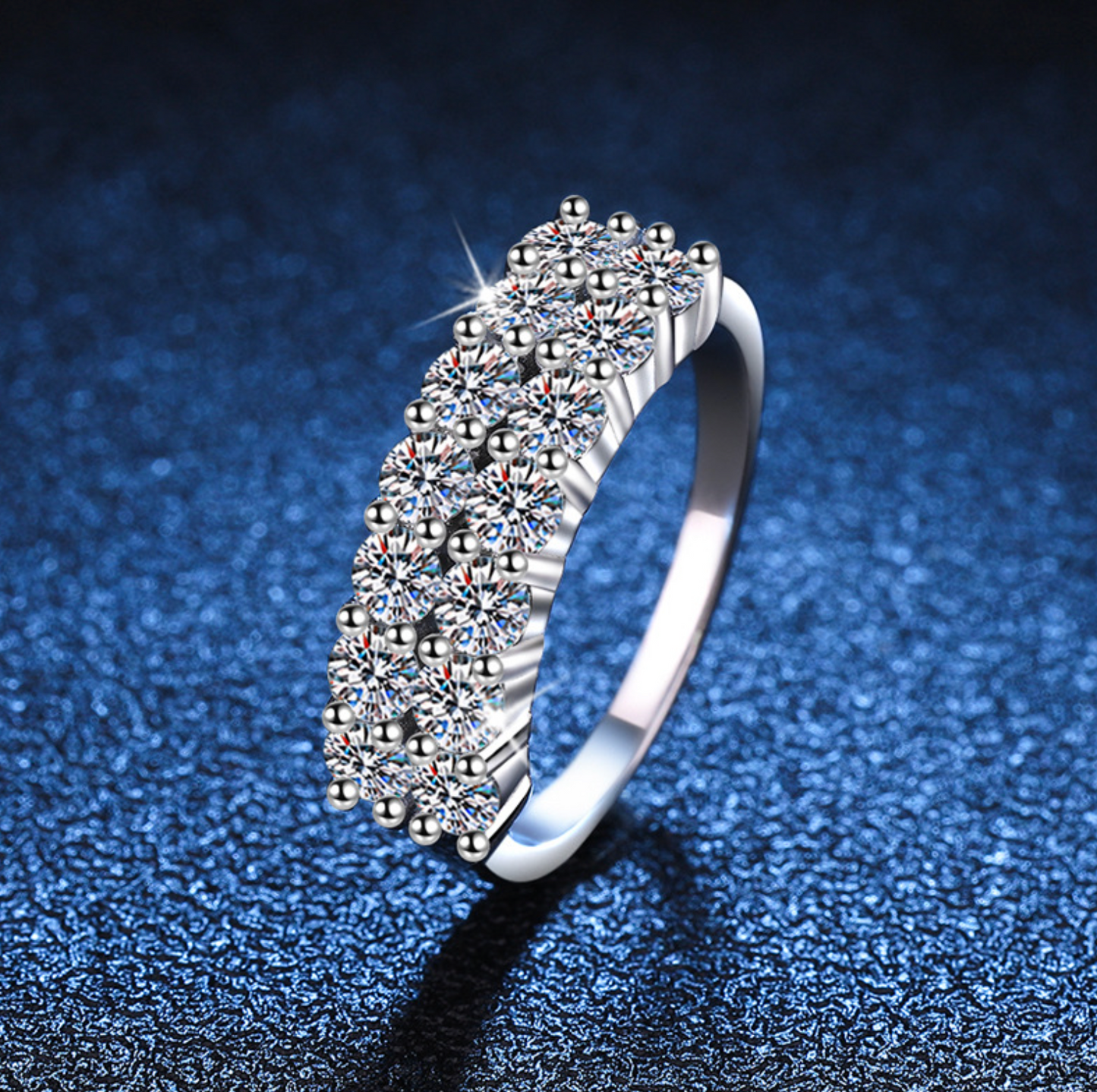 VVS1 Moissanite 1.4 Carat Double Row Ring