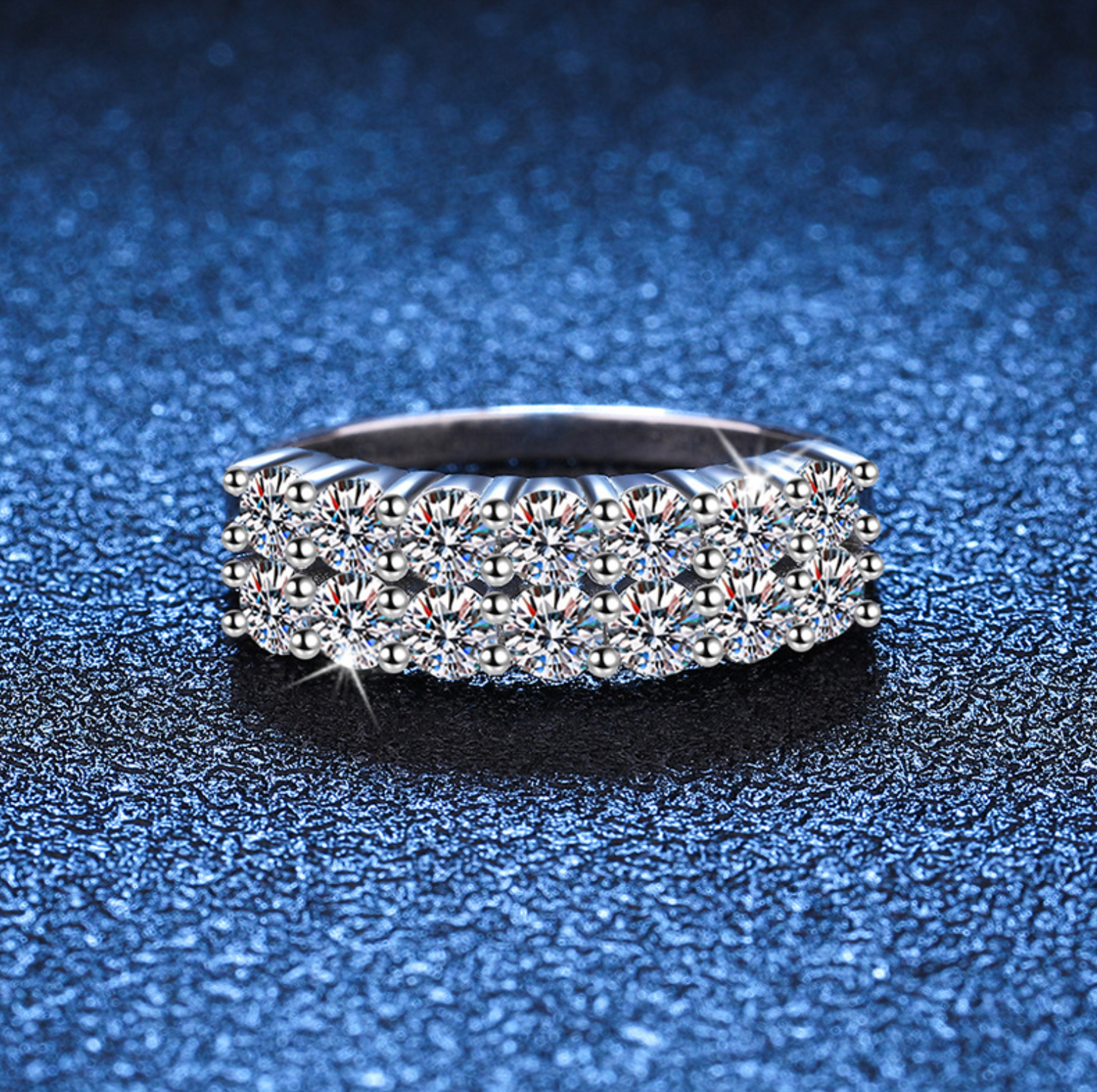 VVS1 Moissanite 1.4 Carat Double Row Ring