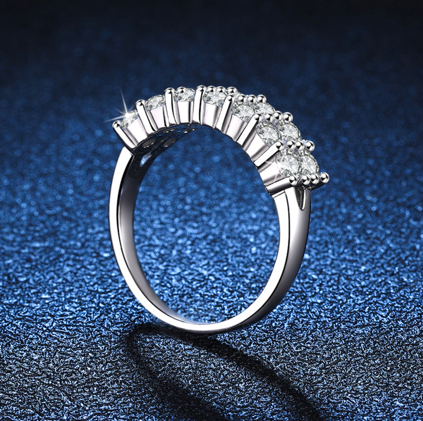 VVS1 Moissanite 1.4 Carat Double Row Ring