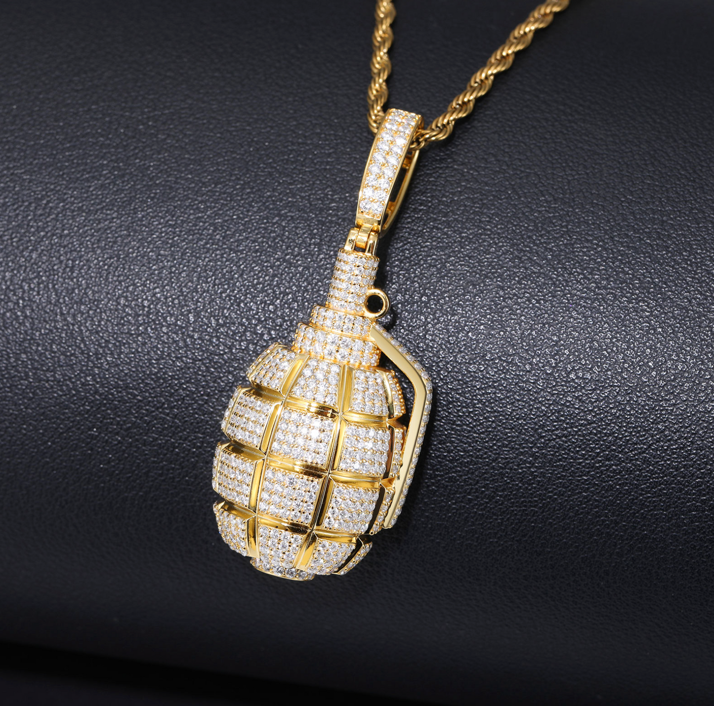 VVS1 Moissanite Hand Grenade Shape Pendant