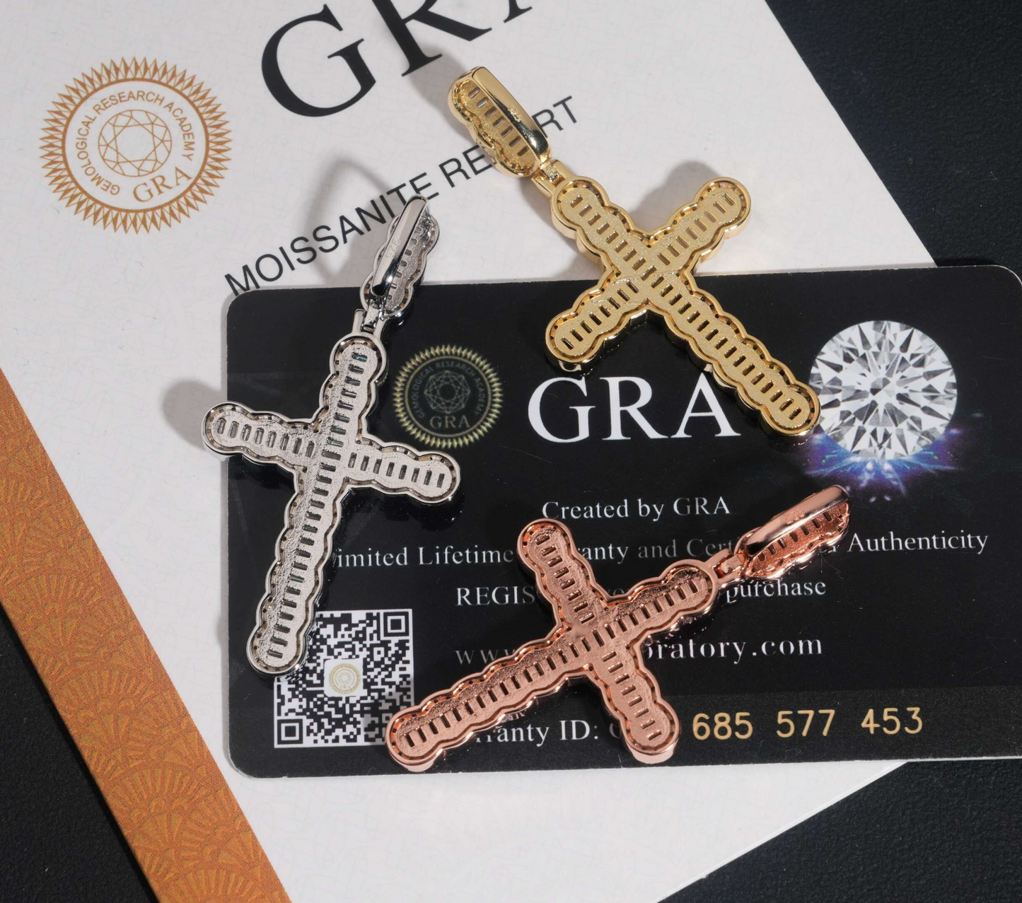 VVS1 Moissanite Iced-Out Baguette Cross Pendant