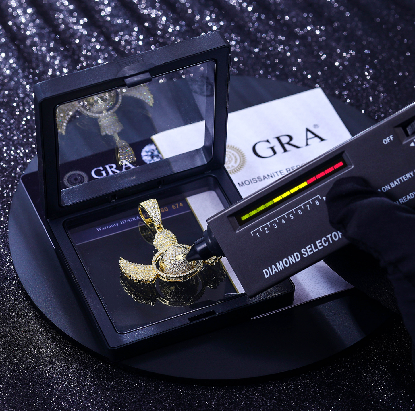 VVS1 Moissanite Rotating Globe Wing Pendant