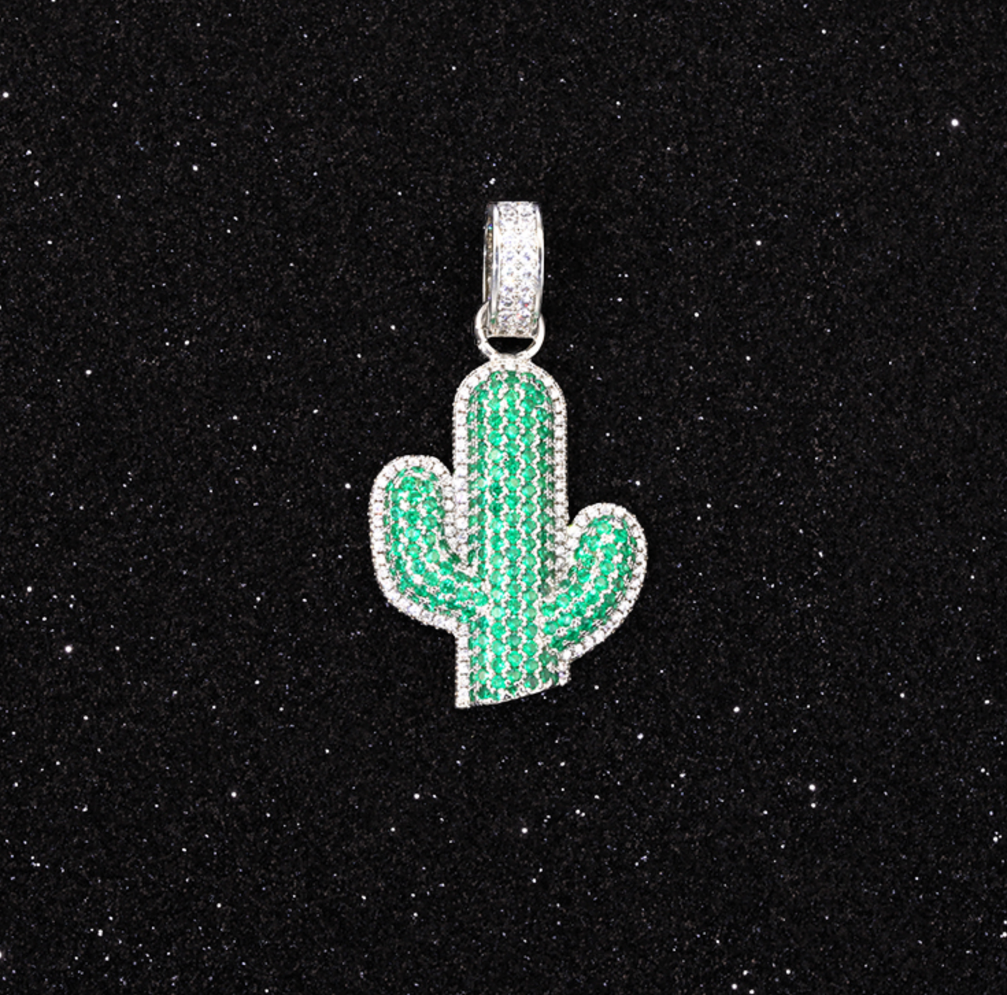 VVS1 Moissanite Green Cactus Pendant
