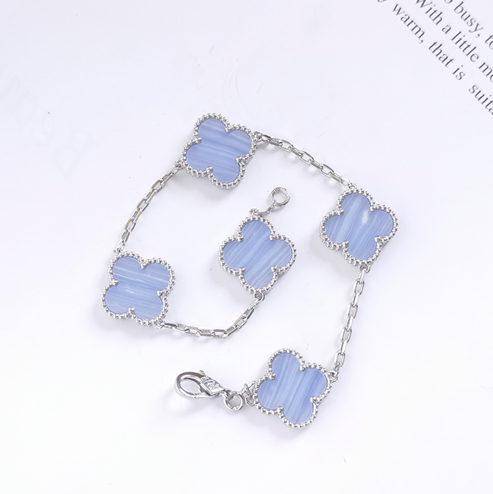 Purple Agate Four Leaf Clover Bracelet
