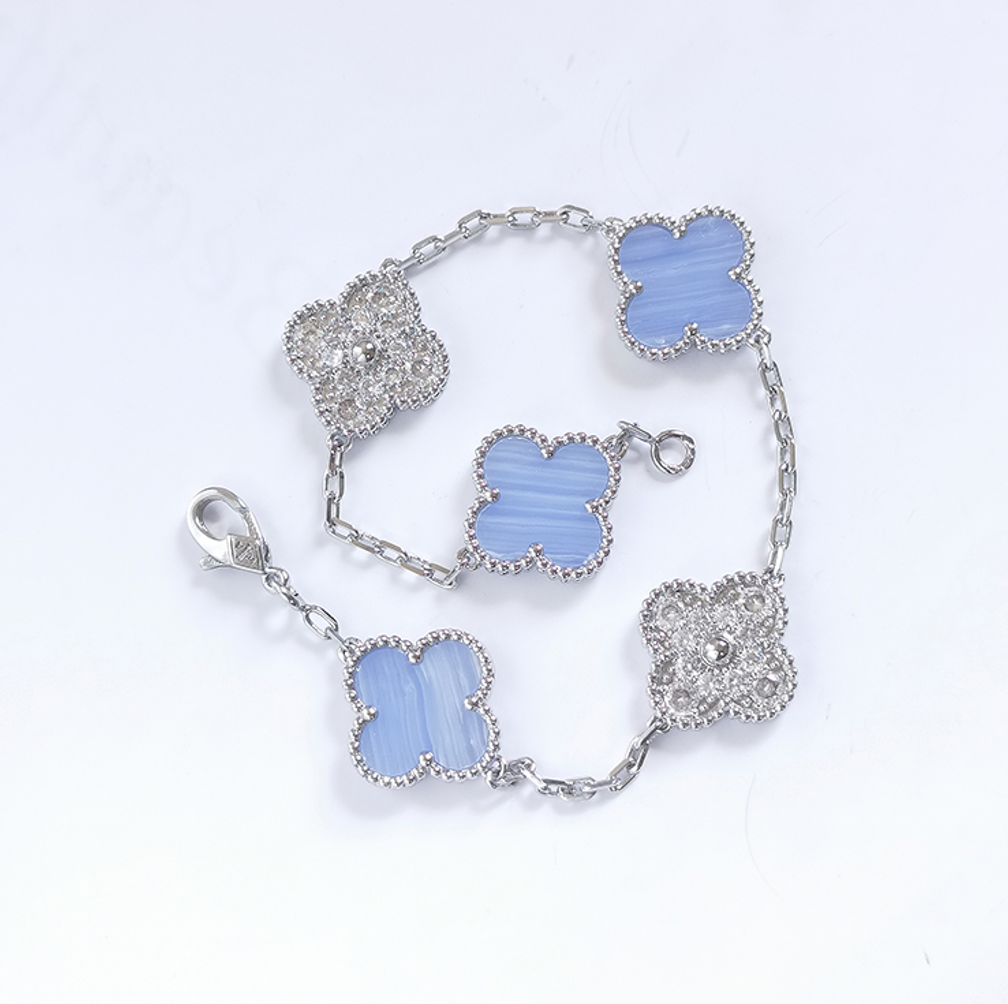 Purple Agate Four Leaf Clover Bracelet