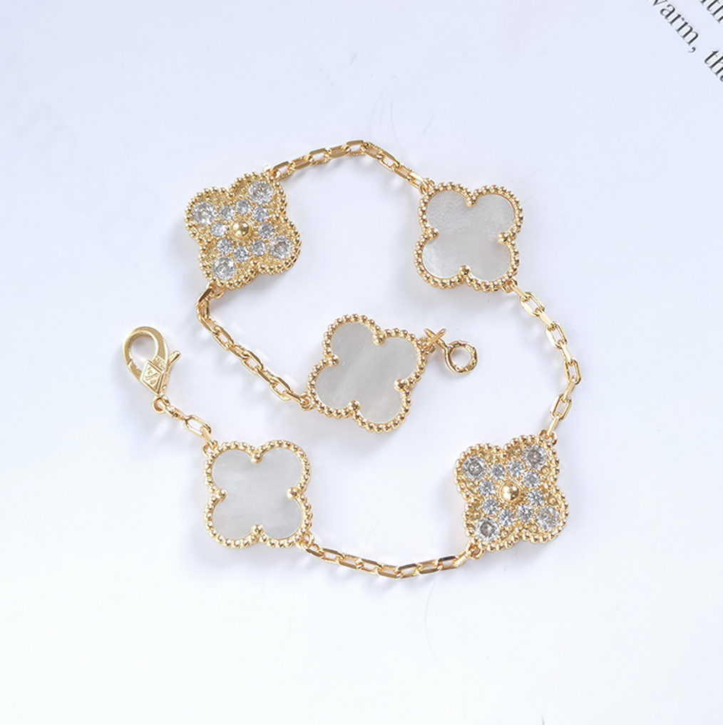 Mother of Pearl Four Leaf Clover Bracelet