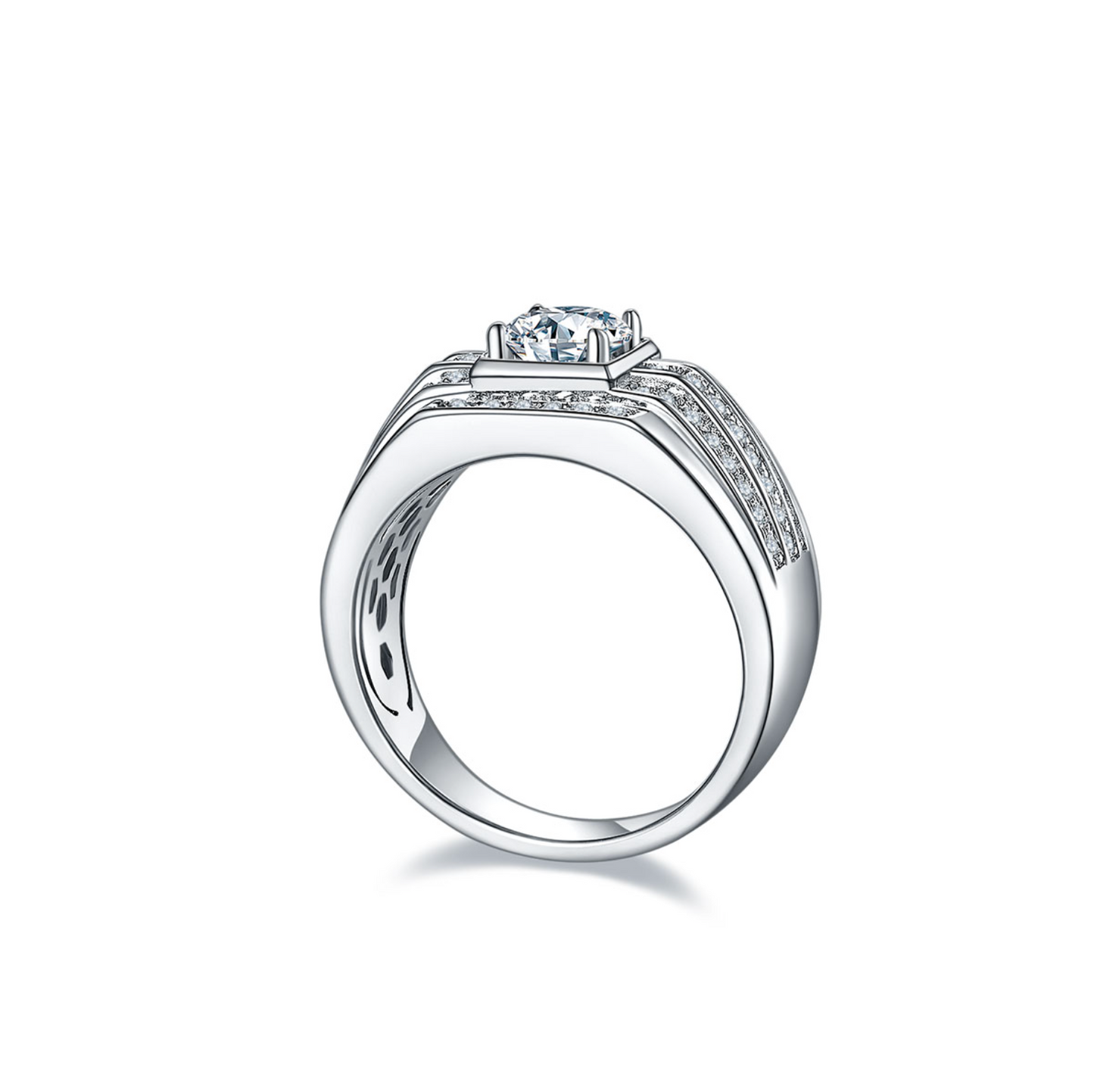 VVS1 Moissanite 1 Carat Three Rows Classic Band Ring