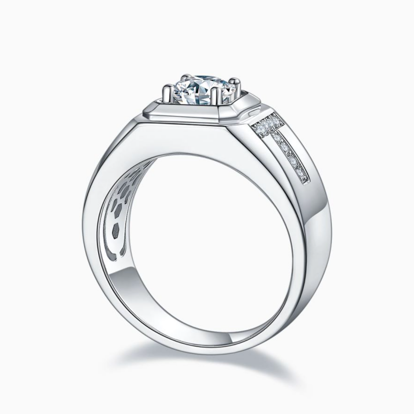 VVS1 Moissanite 1 Carat T-Shape Classic Band Ring