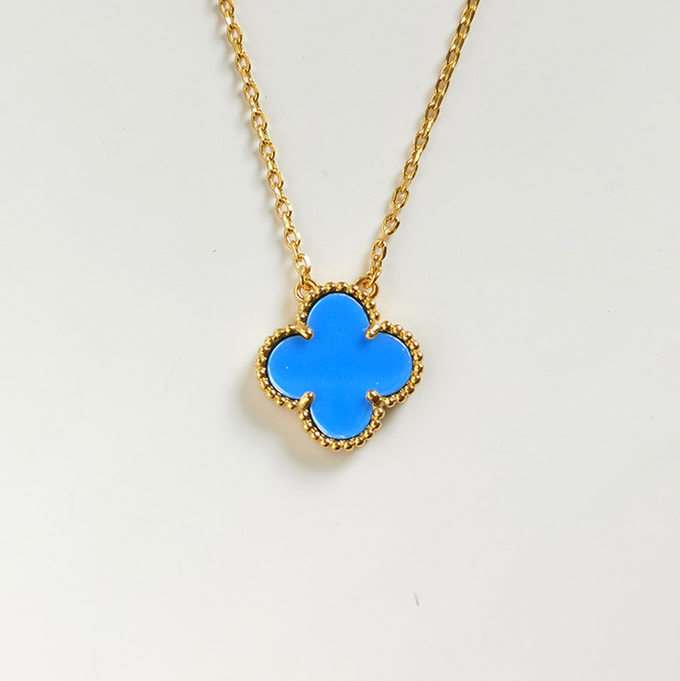 Blue Agate Four Leaf Clover Chain