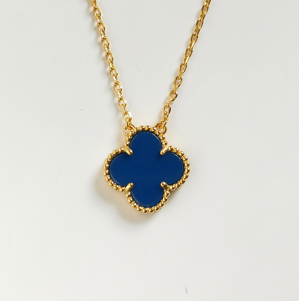 Blue Agate Four Leaf Clover Chain