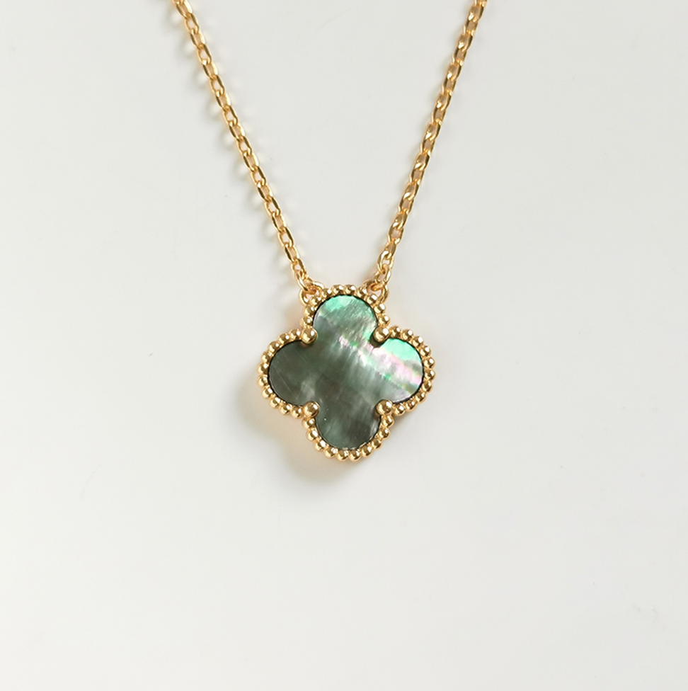 Gray MOP Four Leaf Clover Chain