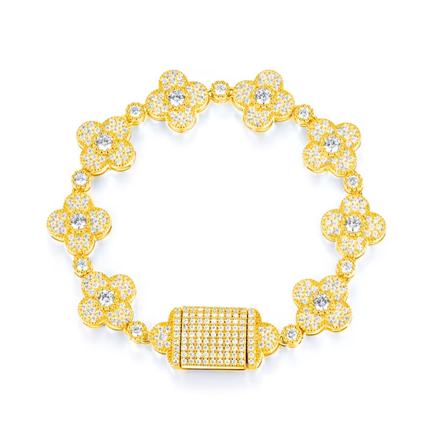 VVS1 Moissanite 15mm Four-leaf Clover-shaped Bracelet