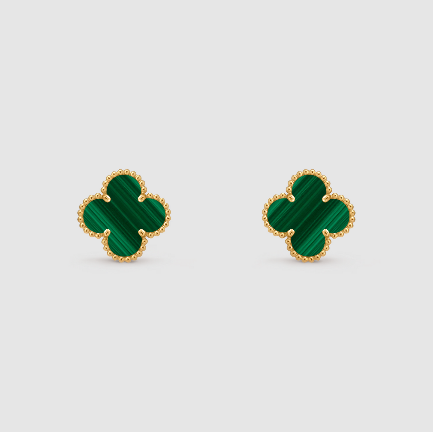 Green Malachite Four Leaf Clover Earrings