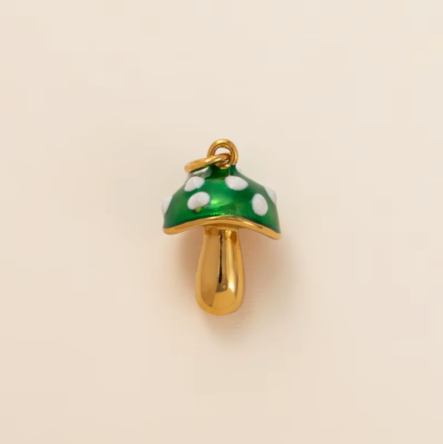Green Mushroom Pendant - Gold Plated