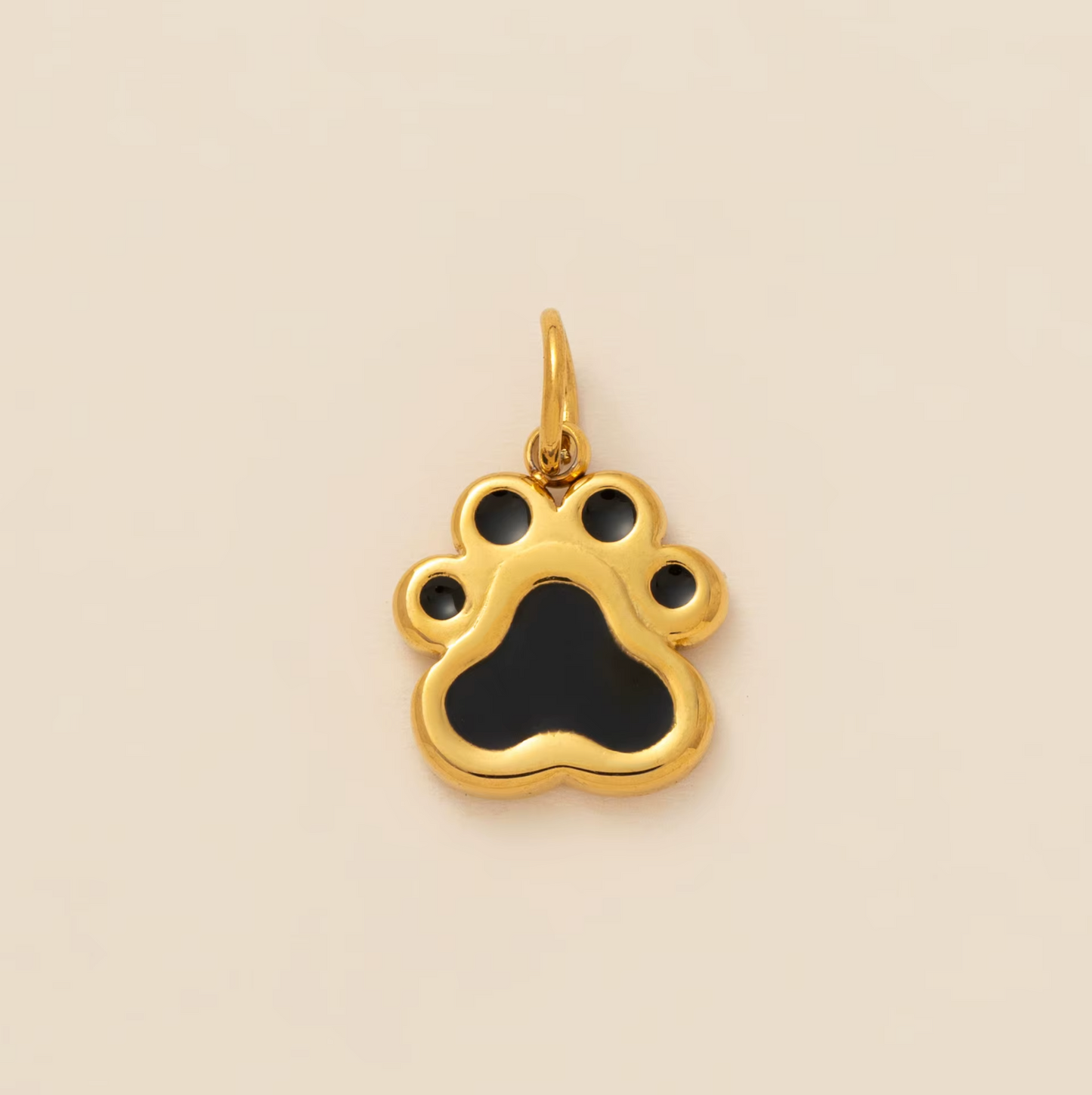 Black Paw Print Pendant - Gold Plated