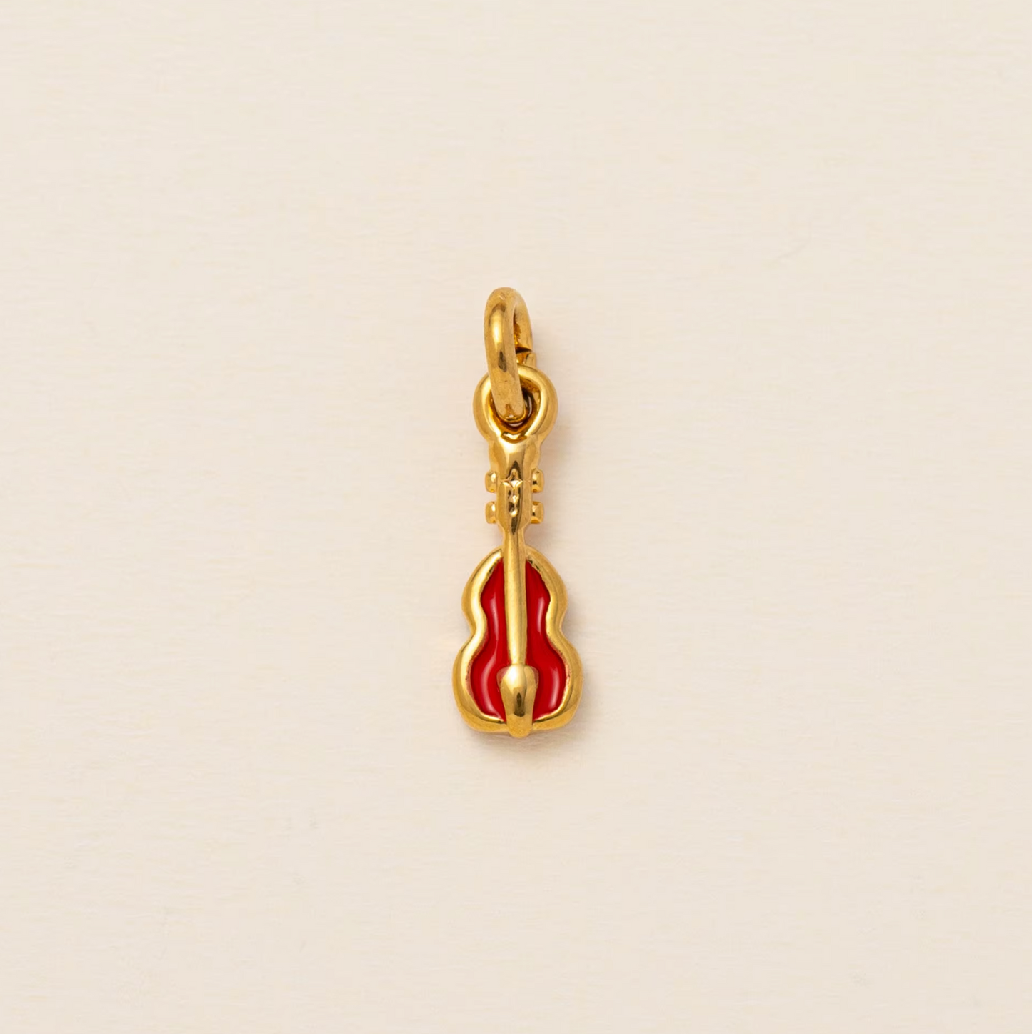 Red Guitar Pendant - Gold Plated