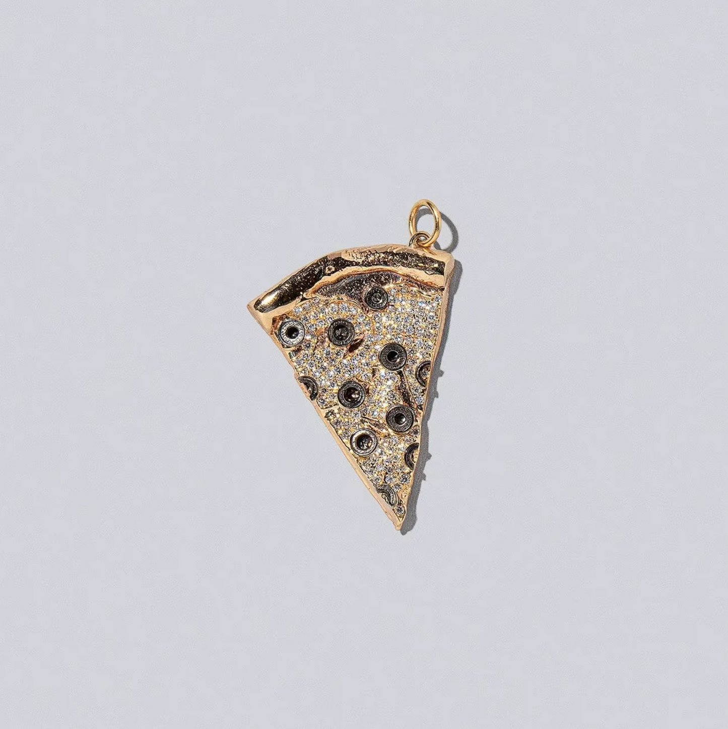 5A+ CZ Black Truffle Pizza Pendant - Gold Plated