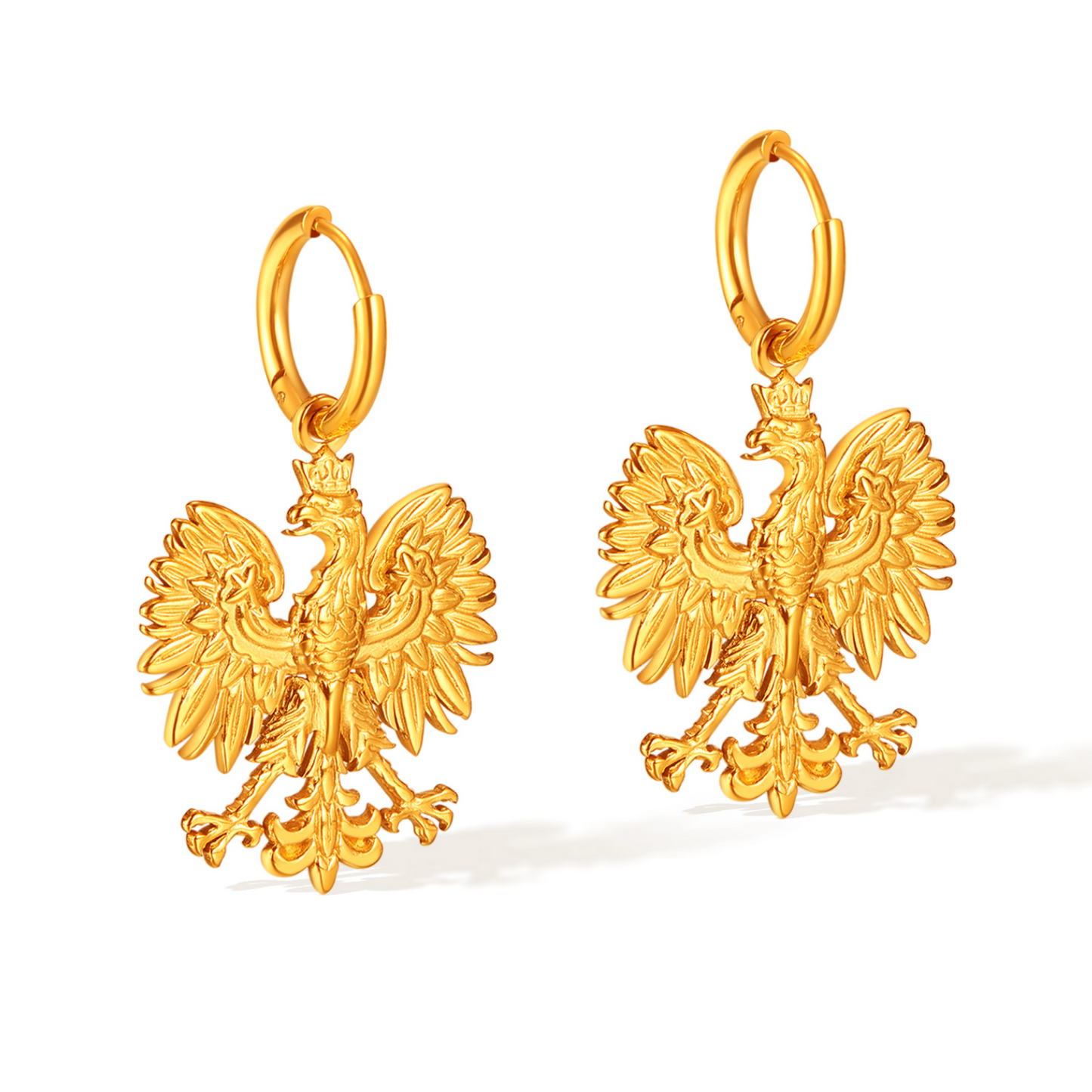 Eagle Shape Stud Hoop Earrings - Gold Plated