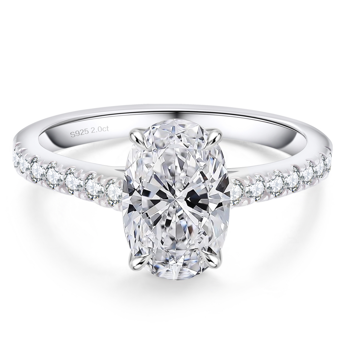 VVS1 Moissanite 2.0 Ct Oval Engagement Ring