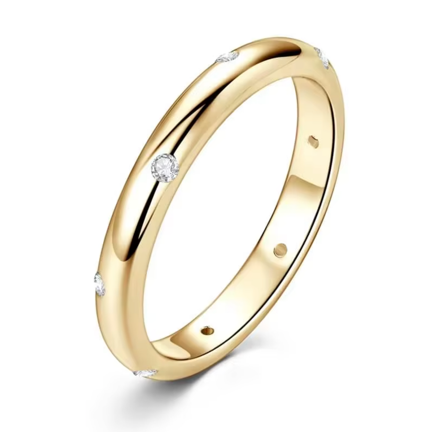 VVS1 Moissanite 1.6mm Dome Burnish Setting Wedding Band Ring