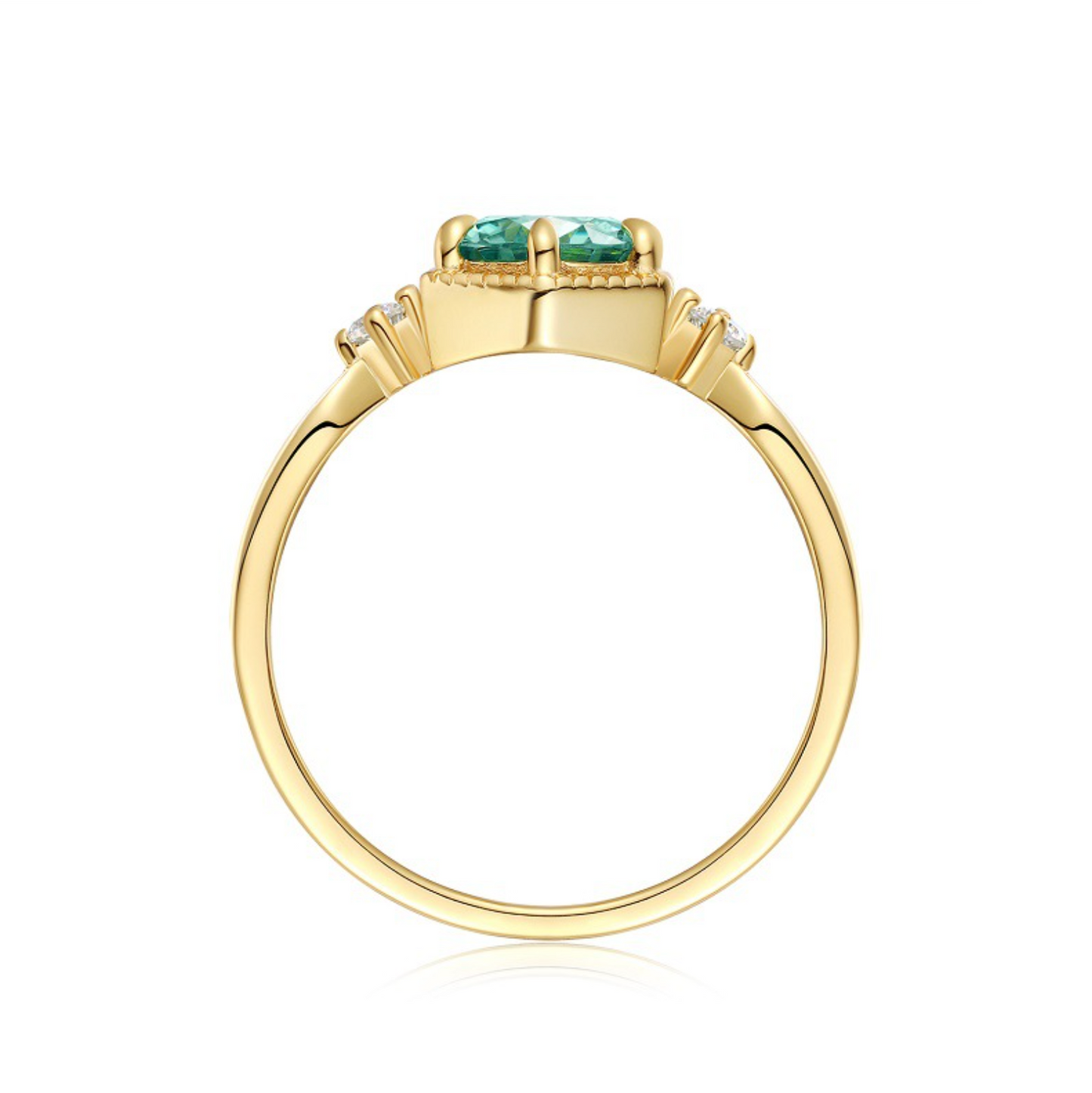 VVS1 Moissanite Green Vintage Bezel Setting Ring