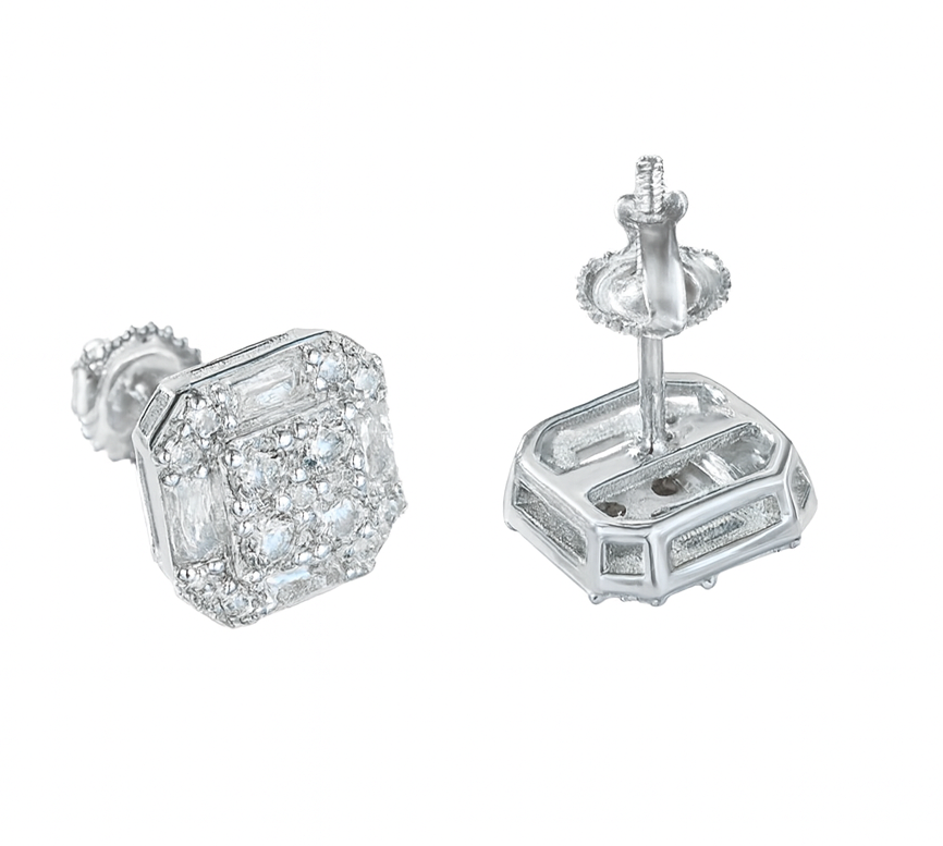 VVS1 Moissanite 13mm Square Emerald Cut Stud Earrings