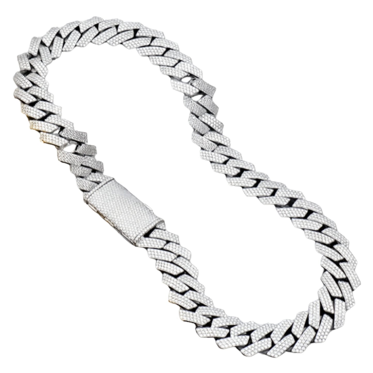 VVS1 Moissanite 18mm Three Rows Cuban Link Chain