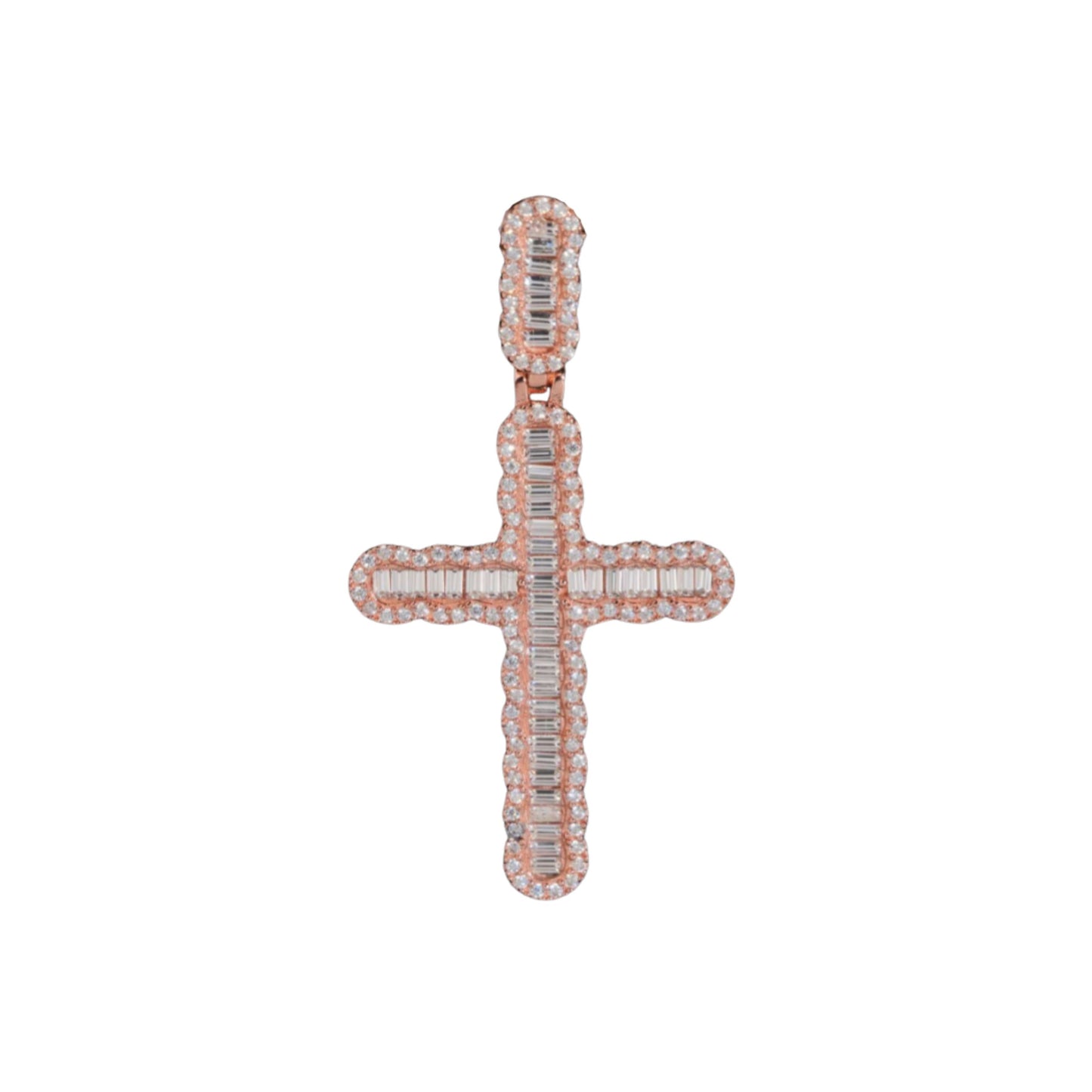VVS1 Moissanite Iced-Out Baguette Cross Pendant