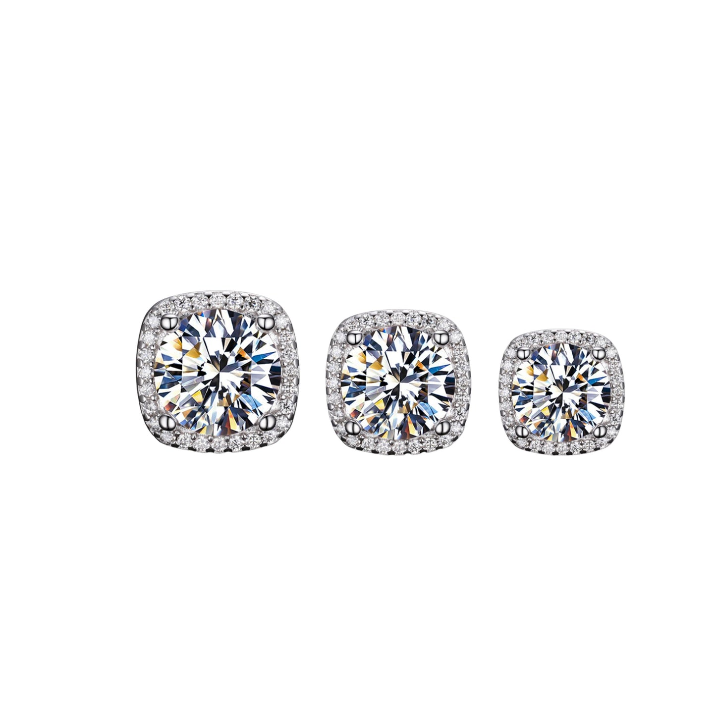 VVS1 Moissanite Square Halo Magnetic Earrings