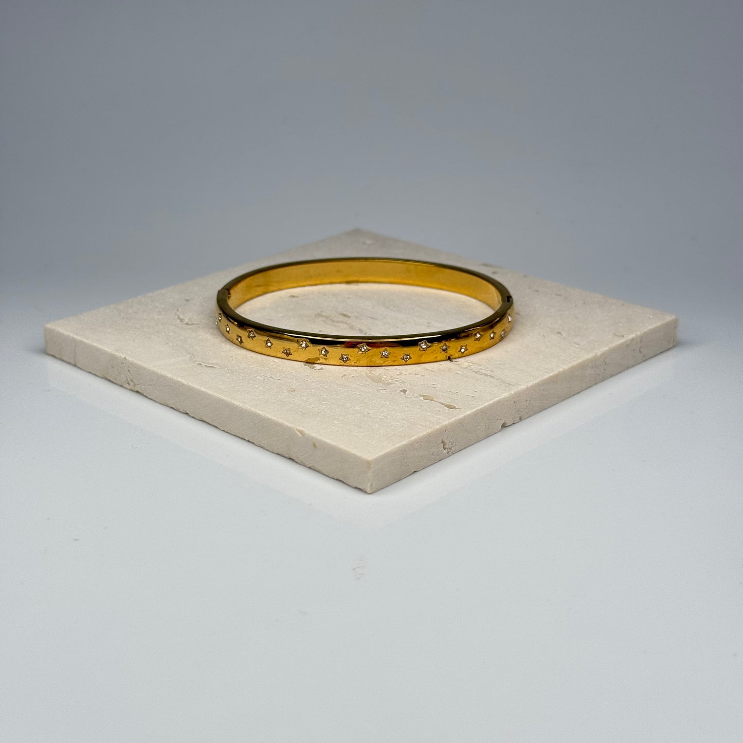 5A+ CZ Star-Set Open Bangle Bracelet – Gold Plated - DEAL OF THE DAY