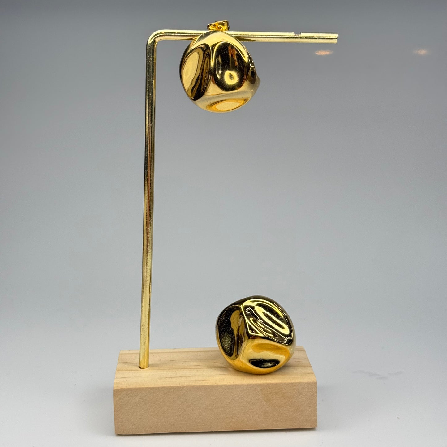 Sculpted Cube Earrings – Gold Plated - DEAL OF THE DAY