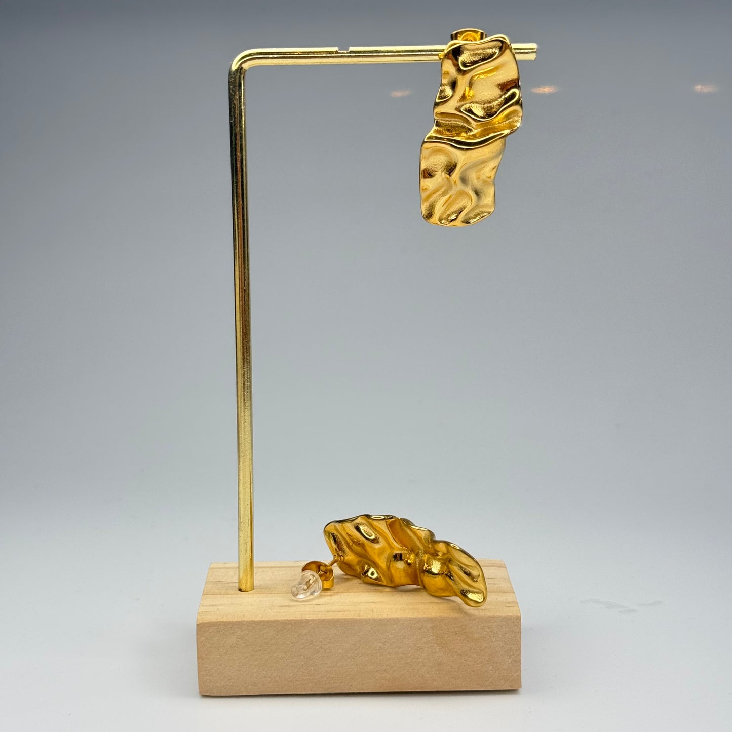 Hammered Liquid Gold Dangle Earrings - Gold Plated - DEAL OF THE DAY