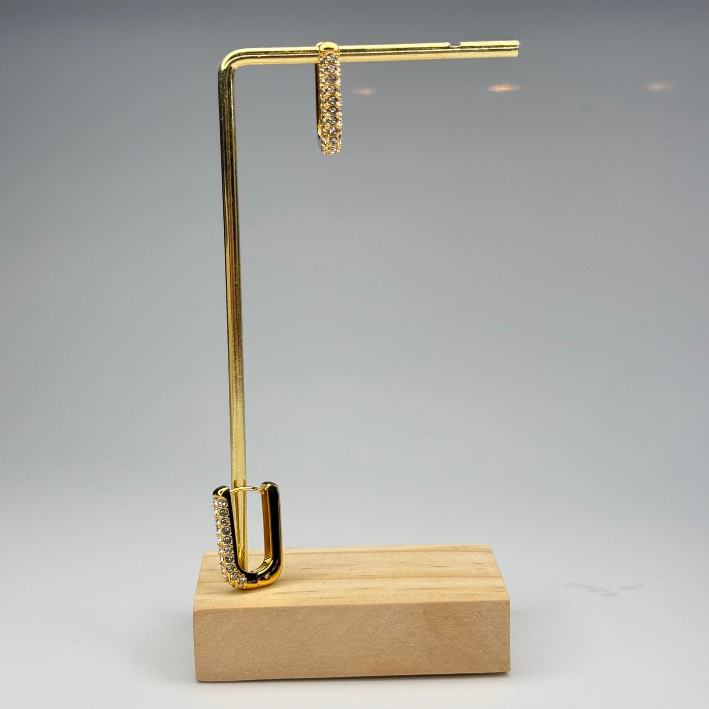 5A+ CZ Pave Rectangle Huggie Earrings - Gold Plated - DEAL OF THE DAY