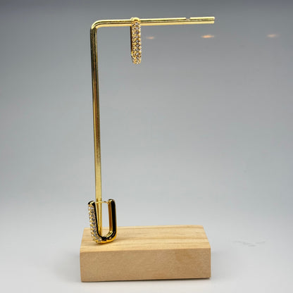 5A+ CZ Pave Rectangle Huggie Earrings - Gold Plated - DEAL OF THE DAY