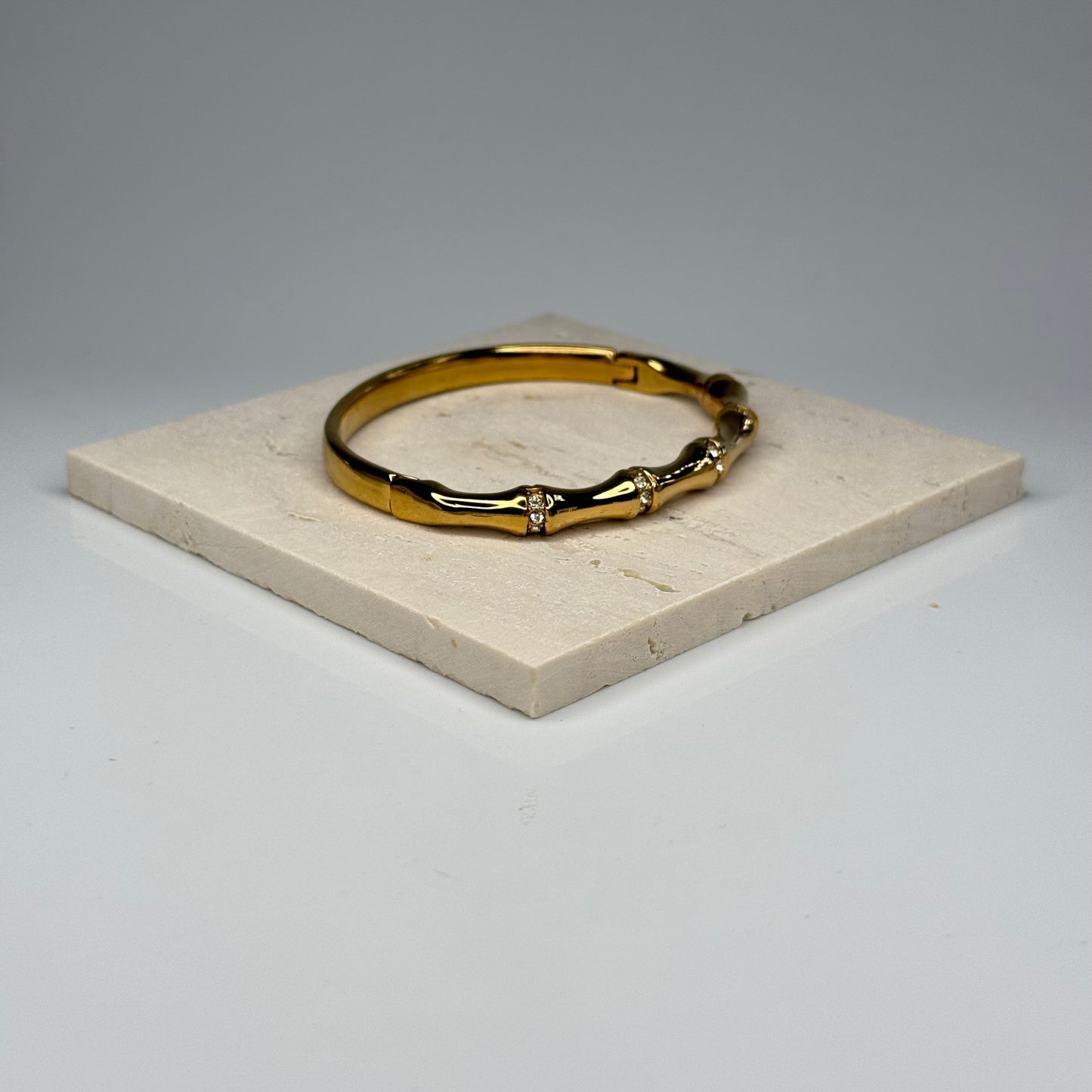 5A+ CZ Bamboo Style Bangle Bracelet - Gold Plated - DEAL OF THE DAY