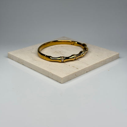 5A+ CZ Bamboo Style Bangle Bracelet - Gold Plated - DEAL OF THE DAY