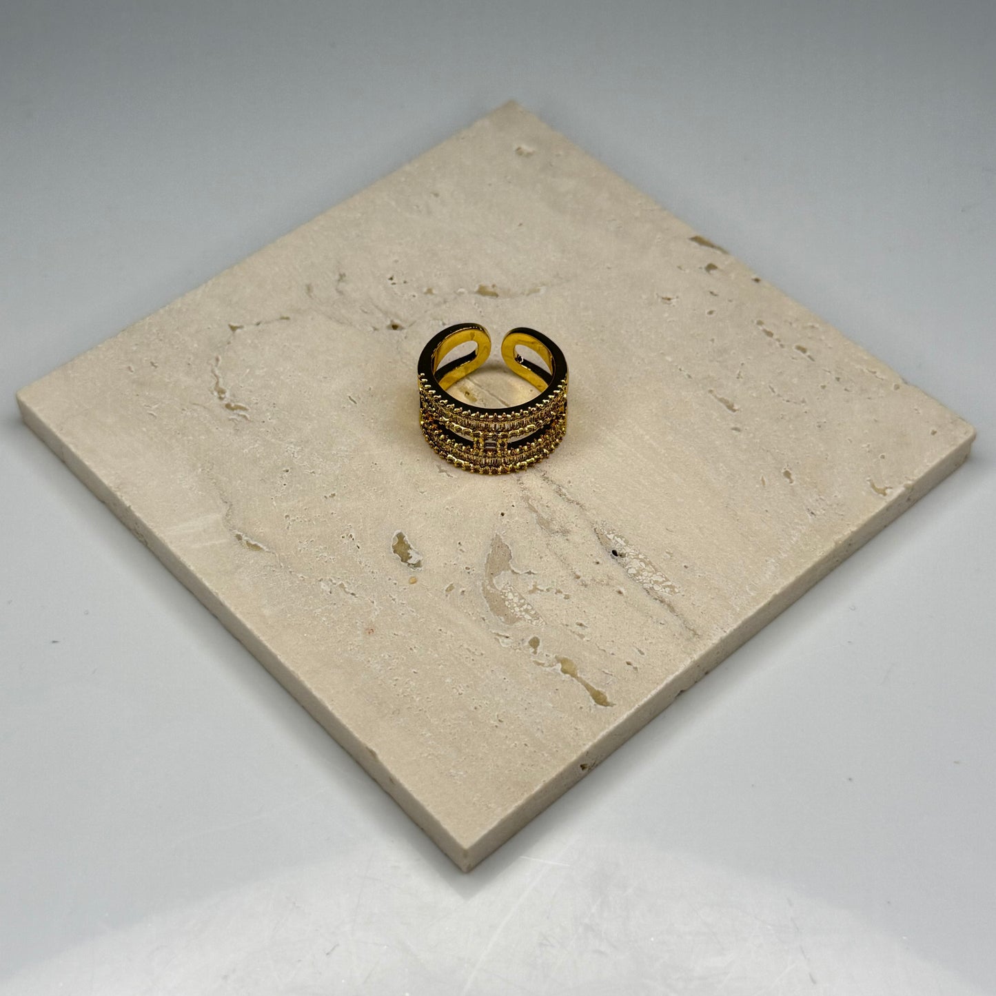 5A+ CZ H-Style Double Row Crystal Band – Gold Plated - DEAL OF THE DAY