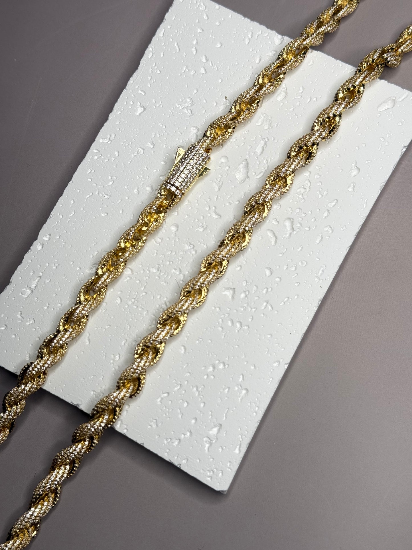 VVS1 Moissanite 8mm Tennis Cuban Rope Style Chain & Bracelet (Set) - DEAL OF THE DAY