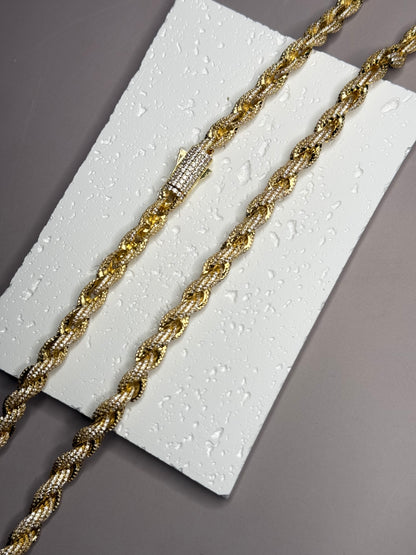 VVS1 Moissanite 8mm Tennis Cuban Rope Style Chain & Bracelet (Set) - DEAL OF THE DAY