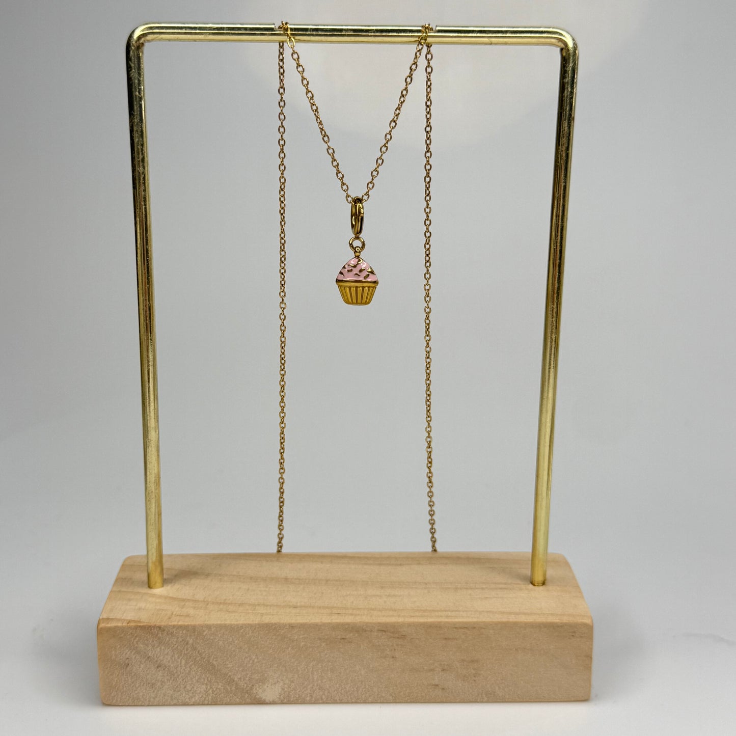 Pink Cupcake Pendant – Gold Plated - DEAL OF THE DAY