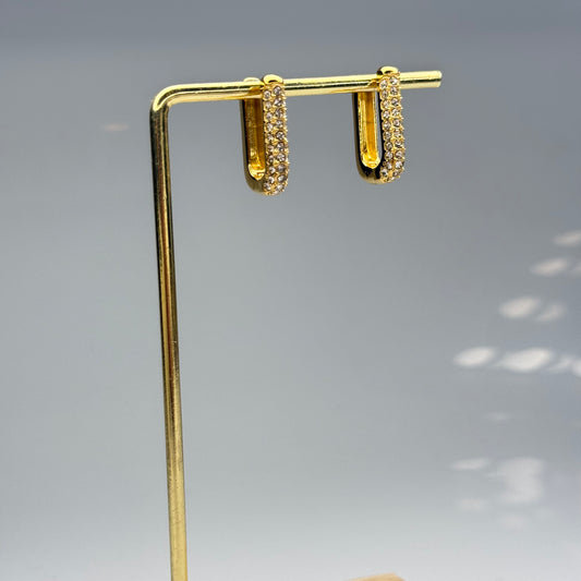 5A+ CZ Pave Rectangle Huggie Earrings - Gold Plated - DEAL OF THE DAY