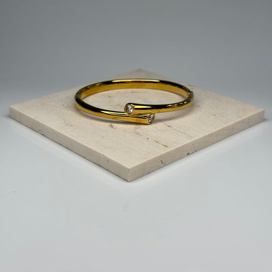 5A+ CZ Double End Modern Bangle Bracelet – Gold Plated - DEAL OF THE DAY