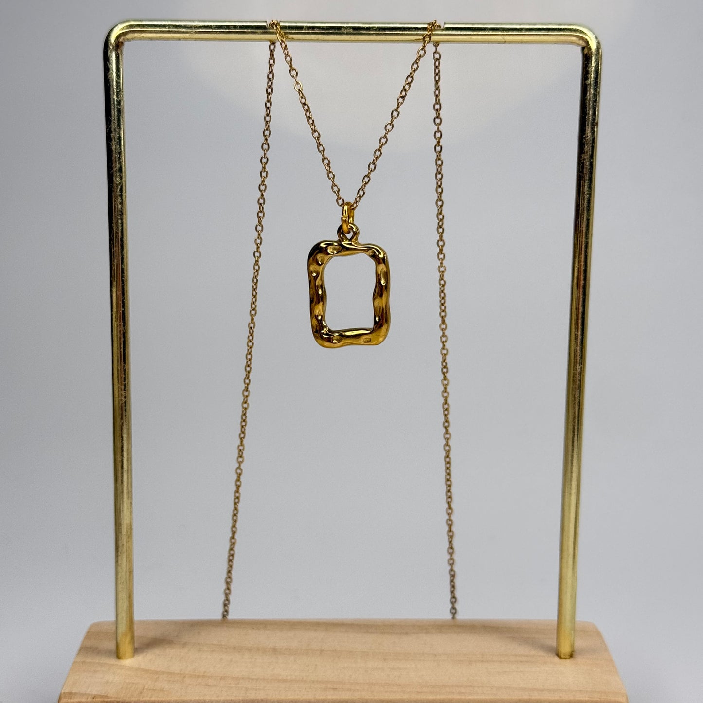 Rippled Square Frame Pendant – Gold Plated - DEAL OF THE DAY