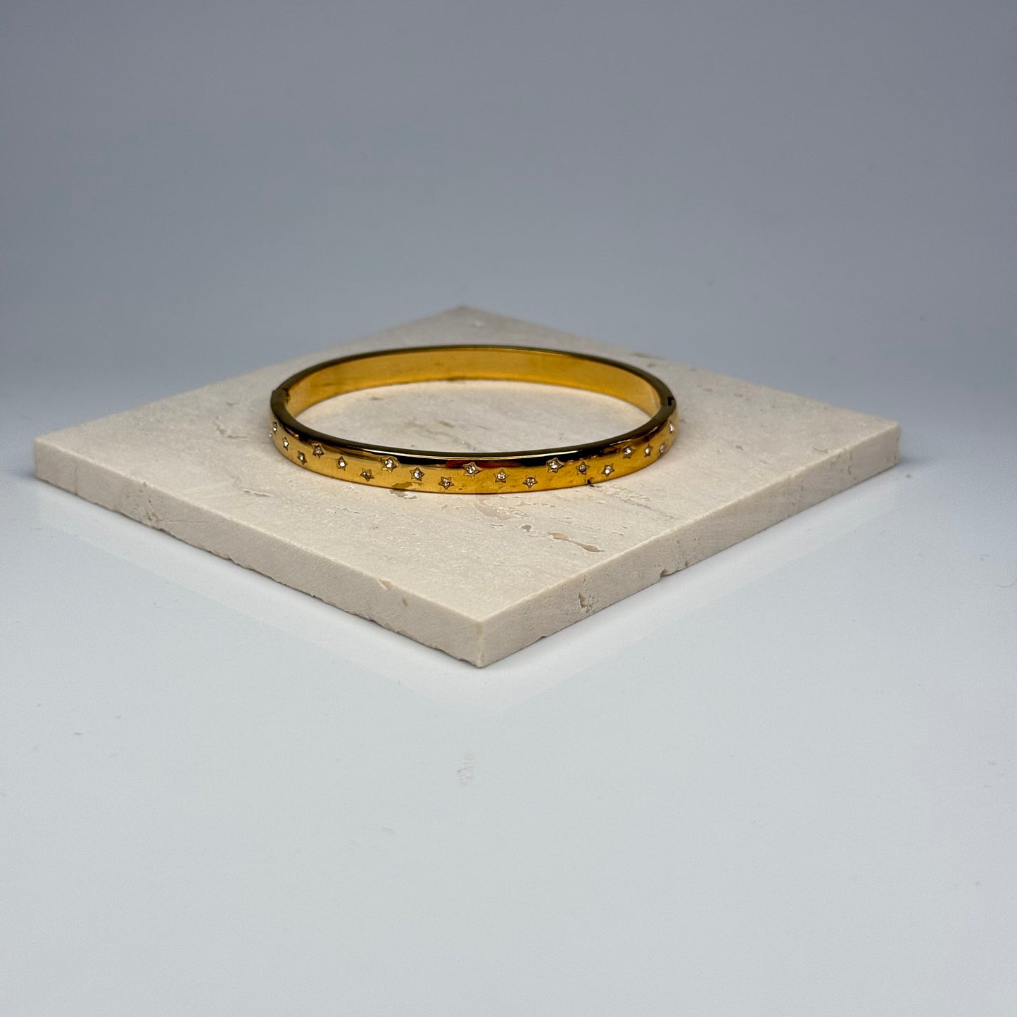 5A+ CZ Star-Set Open Bangle Bracelet – Gold Plated - DEAL OF THE DAY